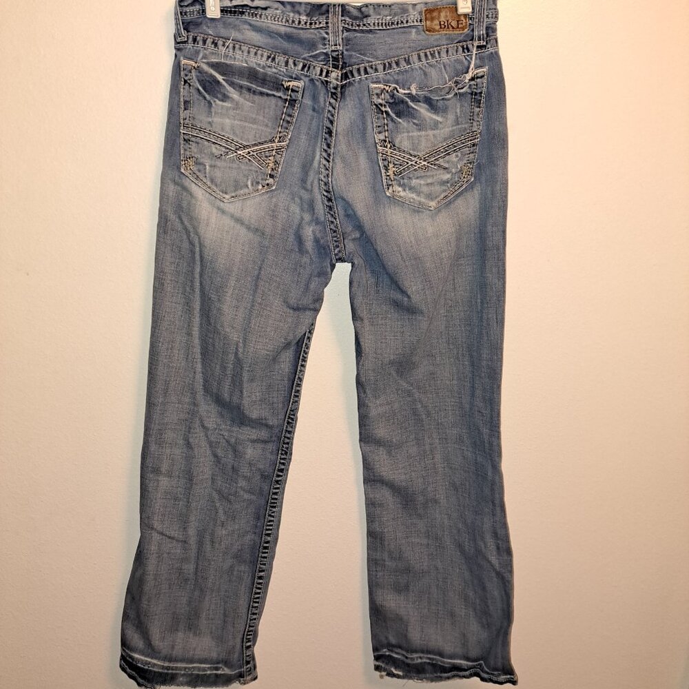 BKE Denim Tyler Distressed Embroidered Pocket Jeans size 36